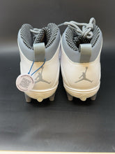 Load image into Gallery viewer, Size 12.5 Nike Air Jordan 10 TD Mid Football Cleats White Cool Grey CQ2073-101