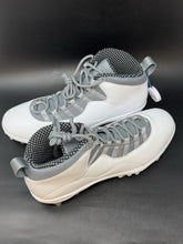 Load image into Gallery viewer, Size 12.5 Nike Air Jordan 10 TD Mid Football Cleats White Cool Grey CQ2073-101
