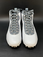 Load image into Gallery viewer, Size 12.5 Nike Air Jordan 10 TD Mid Football Cleats White Cool Grey CQ2073-101