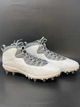 Load image into Gallery viewer, Size 12.5 Nike Air Jordan 10 TD Mid Football Cleats White Cool Grey CQ2073-101
