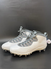 Load image into Gallery viewer, Size 12.5 Nike Air Jordan 10 TD Mid Football Cleats White Cool Grey CQ2073-101
