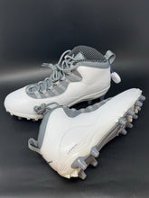 Load image into Gallery viewer, Size 12.5 Nike Air Jordan 10 TD Mid Football Cleats White Cool Grey CQ2073-101