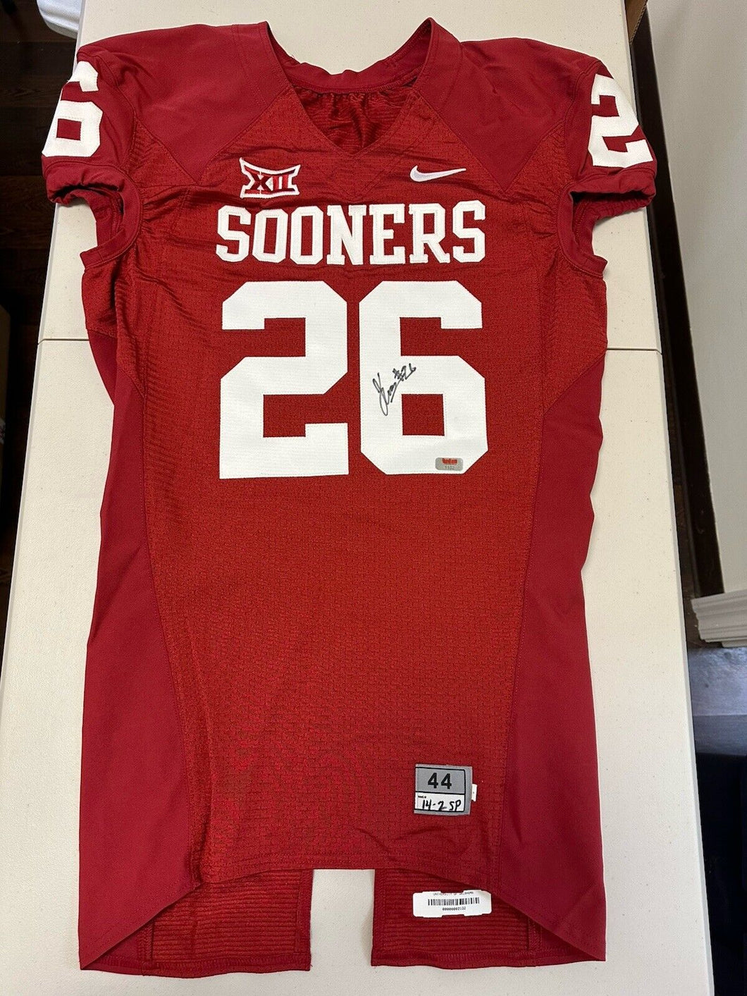 Oklahoma Sooners Game Used / Issued Nike BOOMER SOONER NCAA Football Jersey #26