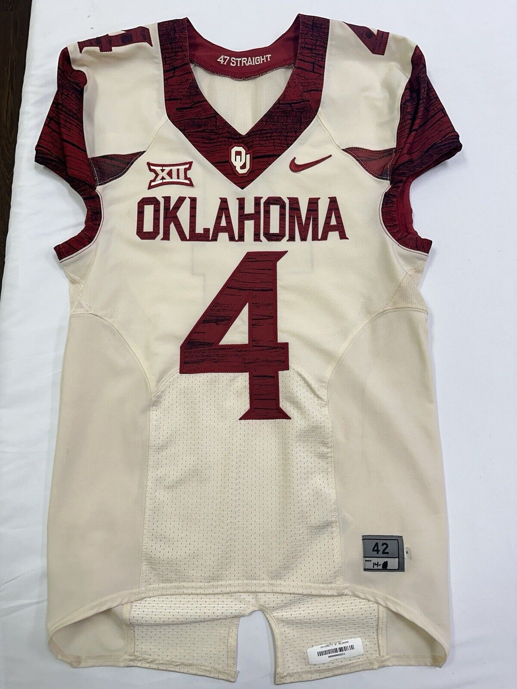 Oklahoma Sooners Game Used / Issued Nike BOOMER SOONER NCAA Football Jersey #4