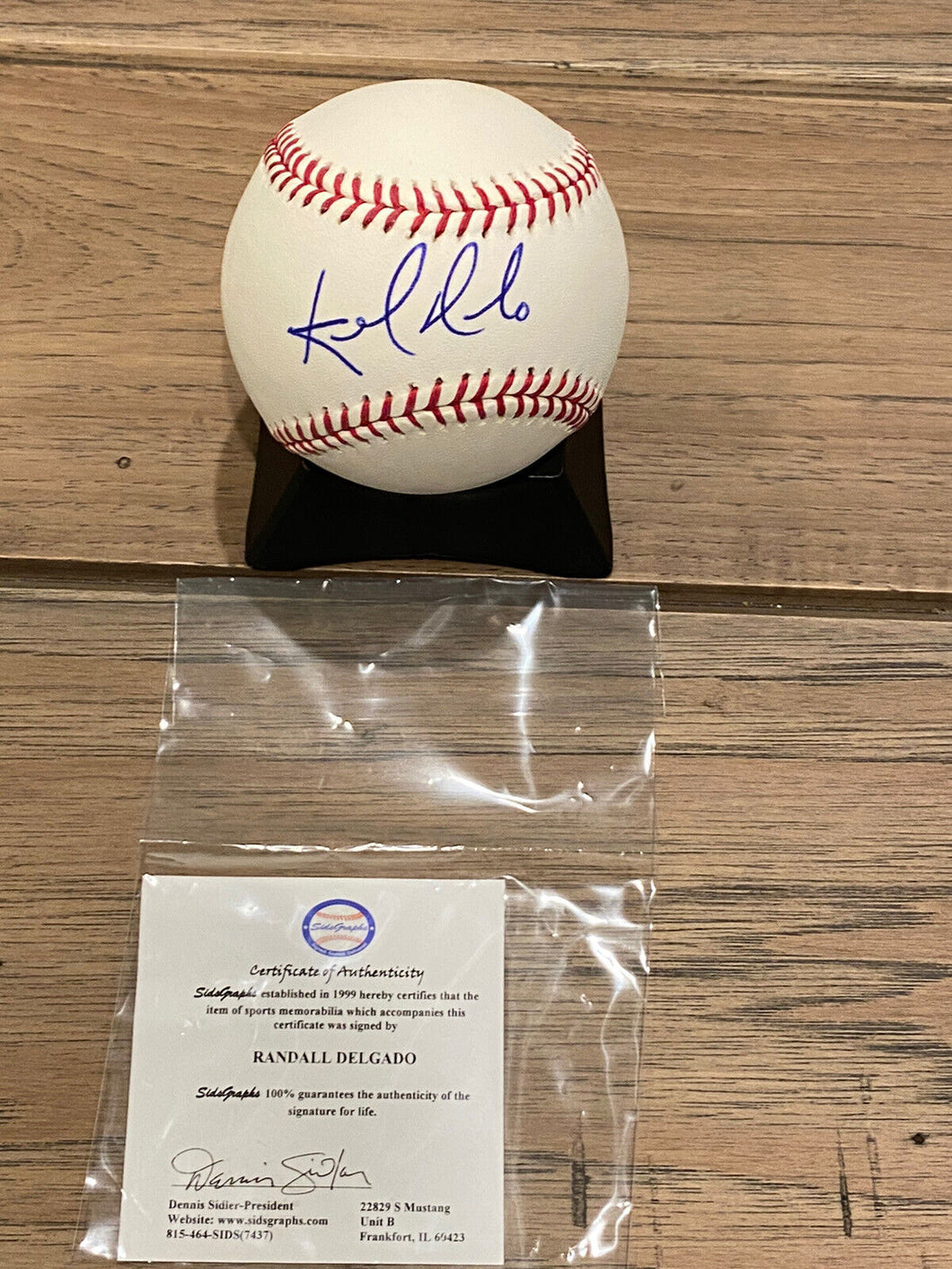 Randall Delgado Autographed Rawlings Official Major League Baseball w/ COA